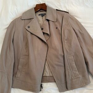 Women's Taupe Leather Jacket